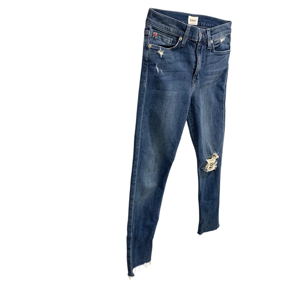 Size 24 Hudson Blair High Rise Straight Crop‎ Jeans Stretch Denim